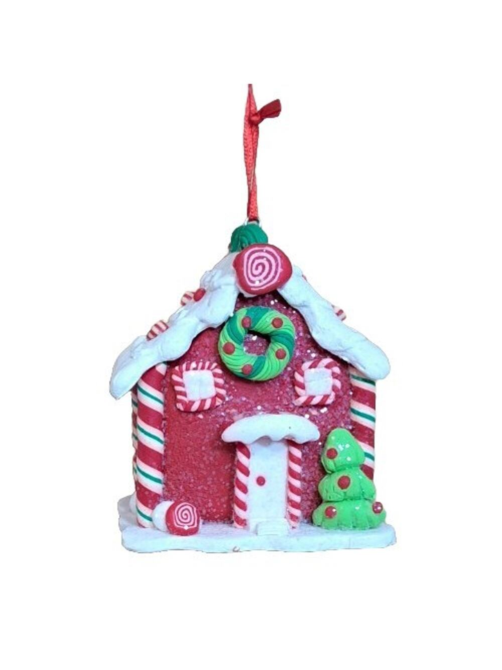 Gingerbread Cookie House December Diamonds 05-05185 Red 3"x2.5"x2" Christmas Orn